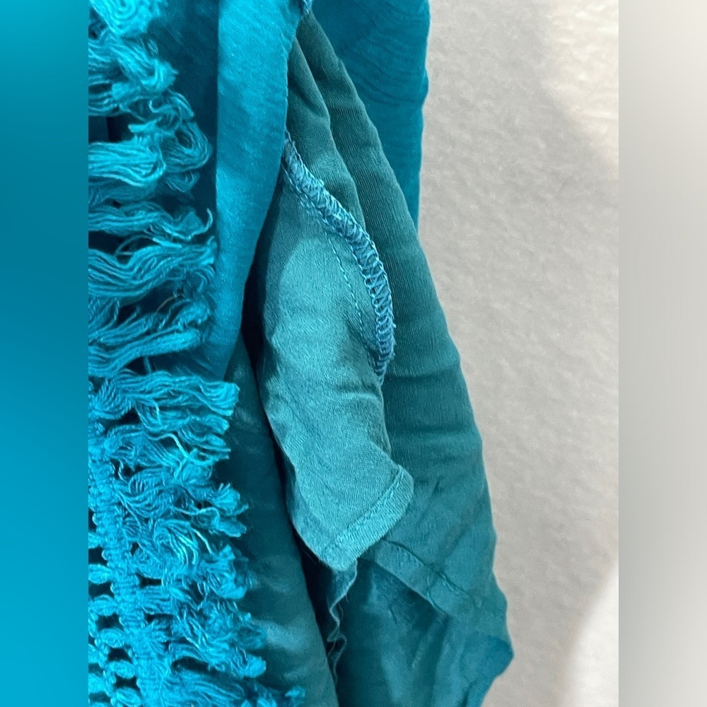 Umgee Teal Sleeveless Boho Tunic Macrame Detail Soze Large - Picture 6 of 8